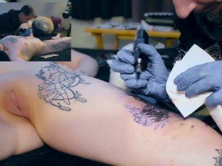 tattooed women, small tits, pussy, nude