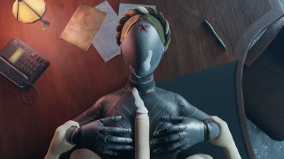 Atomic Heart Blanke kerel tieten neuken Robot meisje grote borsten sperma op het gezicht Titjob Animatie spel