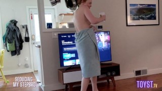 Stepsister walks around the house half naked to tease and seduce her stepbrother