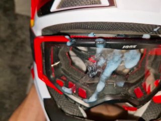 Naked biker wanks on his mxhelmet