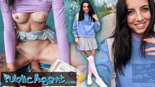 Public Agent - slim natural Italian college student uses her nice tits and small ass for quick cash