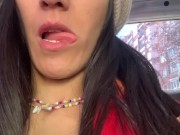 Preview 5 of Pantyhose taxi masturbation - Back from Shopping mall