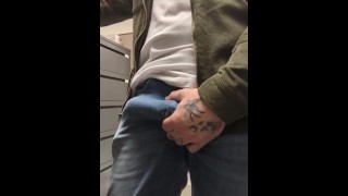 Teasing my cock at work | Almost caught!