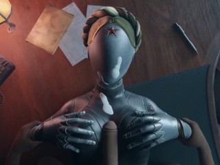 Atomic Heart Black Cara Tetas Fodem Robot Girl Big Boobs Cum no Rosto Titjob Animation Game