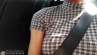 Perfect swollen pussy masturbates in an Uber and almost gets caught - EsdeathPorn