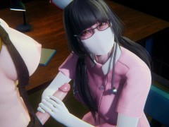 Yume Irido × Mikasa Ackerman × Handjob × Futa - Lite Version