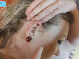 Naughty Natali Prend Une éjaculation Dans L’oreille - Ear Porn - Branlette