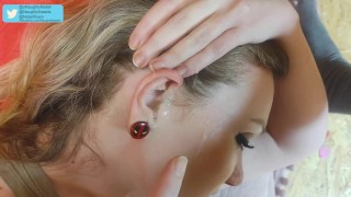 Naughty Natali leva uma injeção de esperma no ouvido - Pornografia de ouvido - Punheta
