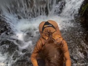 Preview 3 of PornHub's Hottest Amateur Takes on a Waterfall for Her 25K Milestone - Pure Pleasure