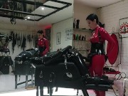 Preview 5 of Progressive Anal Training for Rubber Slave - Lady Bellatrix with her strap-on in catsuit (teaser)