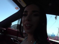 Car ride that had Gaby Oretga playing with her pussy and giving roadhead POV