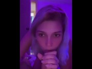 Preview 4 of Sexy girl giving a delicious blowjob and getting two cumshots