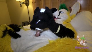 Furry uses sex toy until he cums