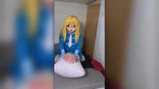 Kigurumi Colegiala Azul Jorobas Inflable Juego de Respiración