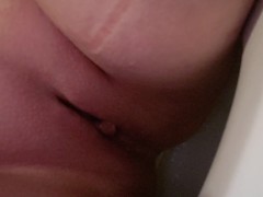 Pretty chubby pussy MILF pees in toilet