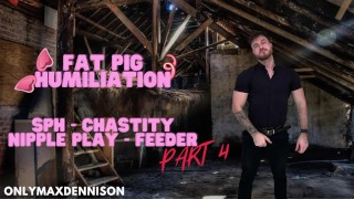 Humilhação de porco gordo - escravidão do mamilo sph chastity parte 4