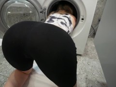 step son fucked his bad step mom while she stuck inside of washing machine - Screenshot 1 of 16 - Rough