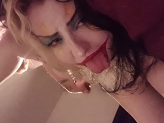 Clown Slut Sucks Huge Dildo for all you Honky Motherfuckers out there