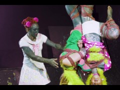 Shibari master class - Rigger Lily lu suspend 2 rope bunnys at the same time - Anuskatzz dreadlocks