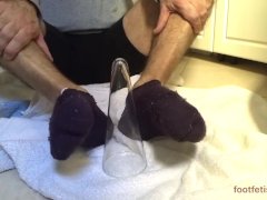 Polishing my stepmother’s vase foot job socks