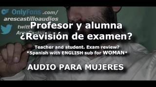 교사와 학생이 스페인 서브 스페인의 여성 남성 목소리에 대한 오디오를 승인하도록 나에게 요청했습니다.