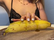 Preview 5 of Long Nails Banana Massacre Part 2 With Oil | MyNastyFantasy