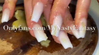 Lange nagels banaan slachting deel 2 met olie | MyNastyFantasy