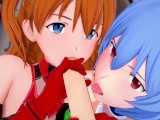 Asuka and Rei give a blojob in POV | Neon Genesis Evangelion 3D Hentai Parody