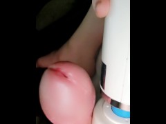 Cock twitching against toy and leaking