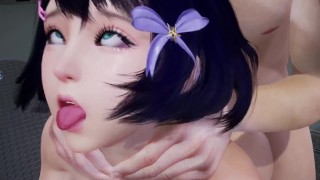 Pretty Asian Girl Fucked Foolishly Until She Saw A 3D Pornographic Image Of An Ahegao Face