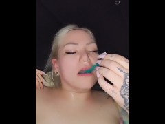 Cumplay with a used condom from a stranger