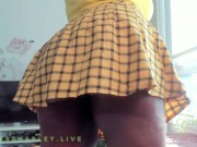 Preview 1 of Looking Up the BBW Ebony Student's Skirt