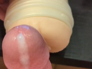 solo male fleshlight, fleshlight, throbbing cock, cum explosion