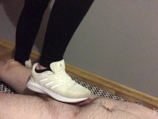 white socks, feet, fetish, ball stomping