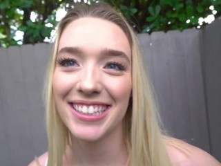 YNGR - Horny Blonde Teen Juliette Mint Takes a Fat Cock Deep in her Pink Hole