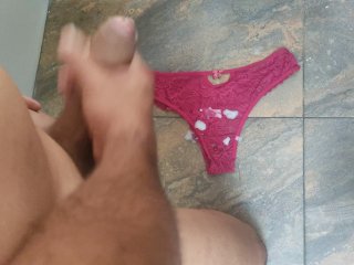 solo male, huge cumshot, cumshot, panties cum