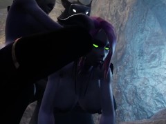 Werewolf threesome with two Draenei Girls in a Cave | Warcraft Porn Parody