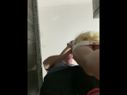 Preview 6 of Hot and sexy girl got licked by old man in the kitchen, till hard screaming orgasm.
