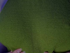 SEXUALLY PLAYING MY TITS THROUGH A KNITTED TOP