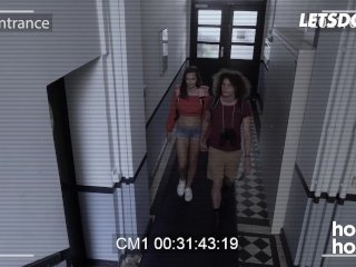 Thick Brunettes Stacy Cruz & Sapphire Astrea Spread Their Legs For Huge Dicks - HORNY HOSTEL screenshot number 0