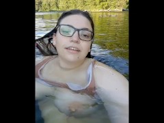 Taking my tits out at the river