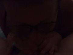 Sucking his huge cock, like the king he is