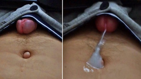 Watching PORN and CUM WITHOUT HANDS with a massive load of cum in my navel / Homemade