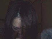 Preview 2 of Brunette Asian girl is fed loads of cum by a chubby guy in a threesome