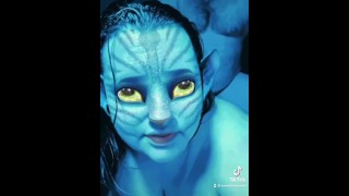 Fucking a blue Avatar with an out if this world pussy and mouth