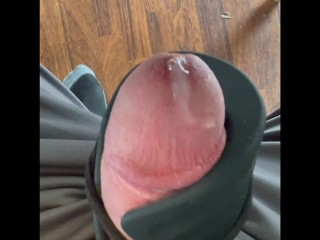My Vibrator being Controlled by someone else while I Work. PRECUM Drips from my Tortured COCK 🤤