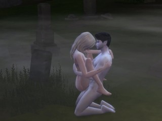 Sims 4 Porn Hot Blonde Babe Baise un Vampire Guy Au Cimetière