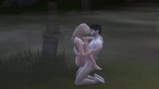 Sims 4 pornô Hot Blonde babe fode vampiro Guy no cemitério