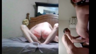 kinky homemade couple whip, spank & paint cumslut