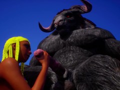 yellow hair jerked off horsecock to a huge furry monster